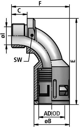 FLEXAquick Fitting RQB90-N Diagram