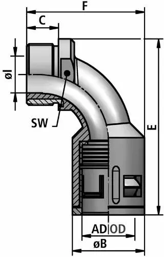 FLEXAquick Fitting RQBK90-N Diagram