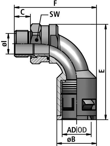 FLEXAquick Fitting RQBK90DR-P Diagram