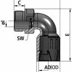 FLEXAquick Fitting RQLB1 90-M Diagram