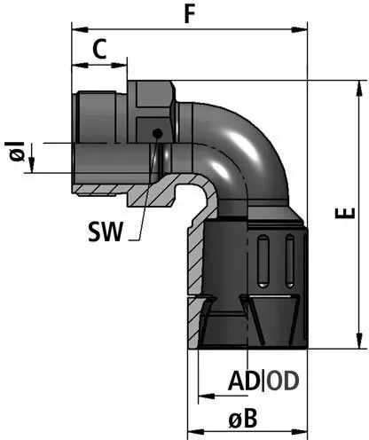 FLEXAquick Fitting RQLB1 90-M Diagram