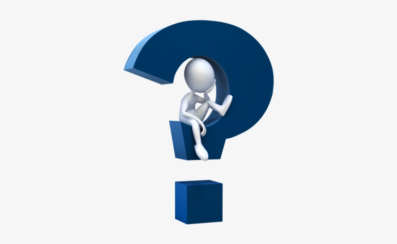 Clipart image of man sitting in dark blue question mark