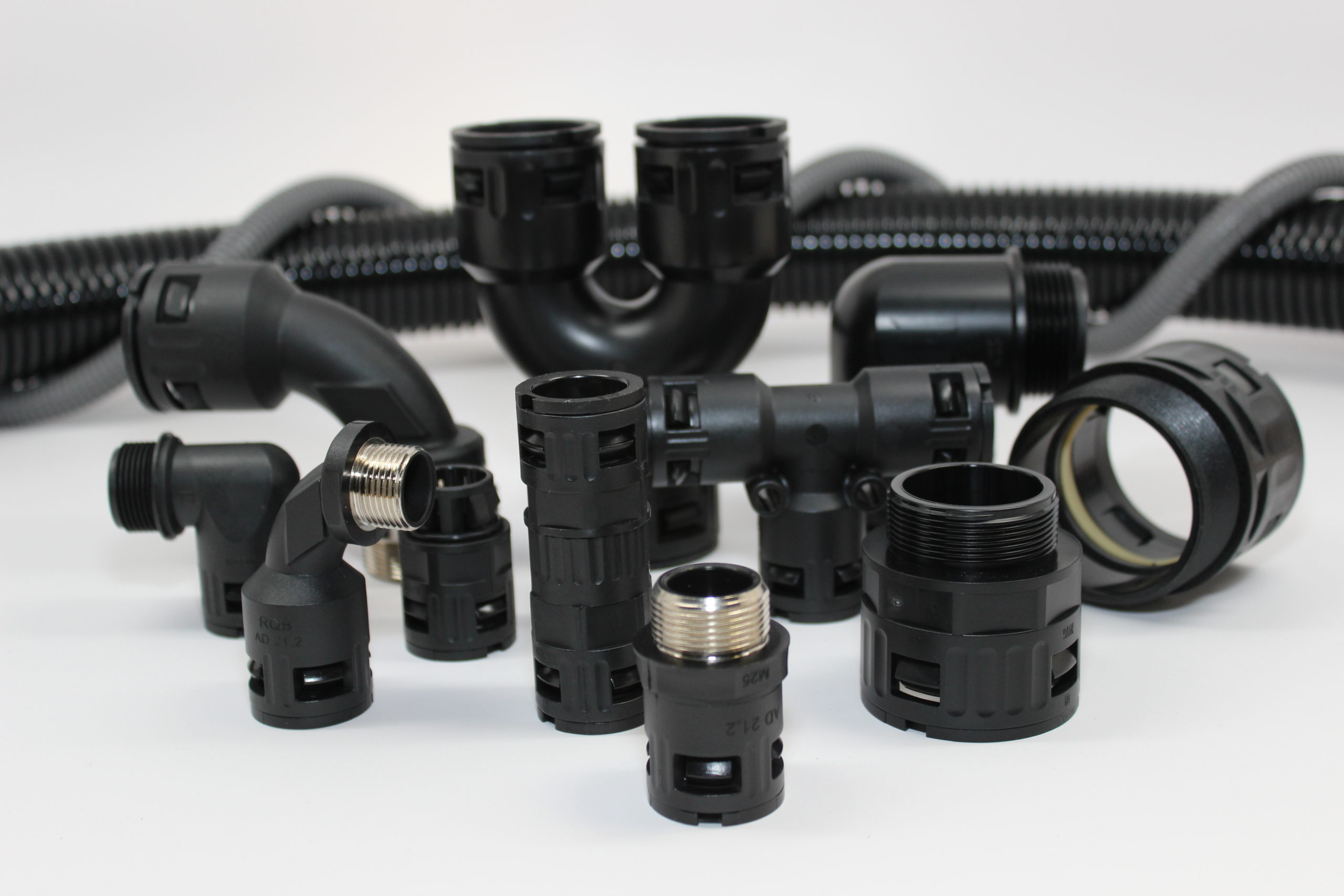 Variety of black cable connectors