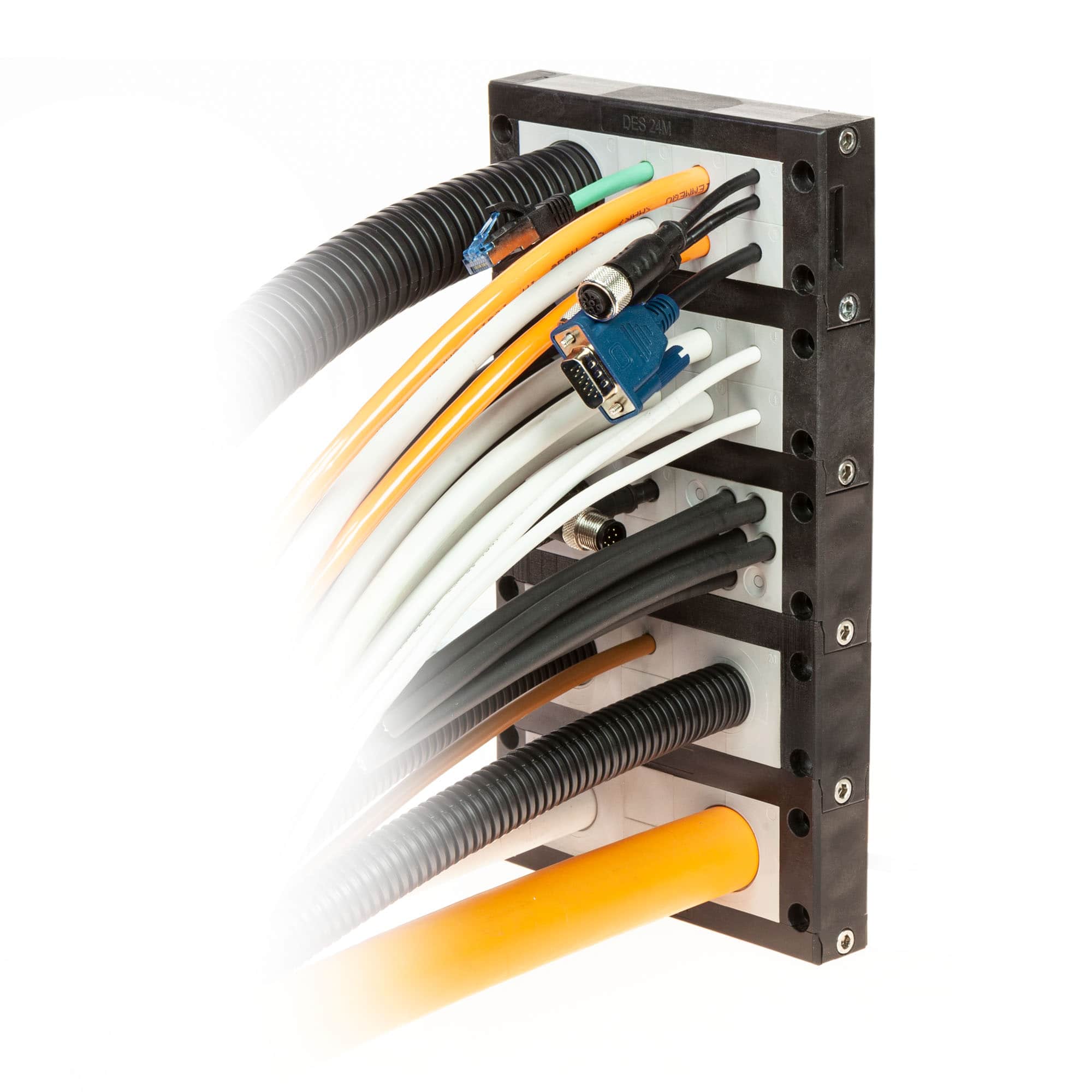 Visual of DES 24 MX5 cable entry system with multiple wires