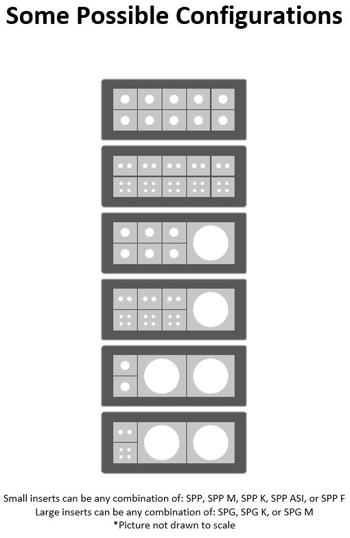 Diagram of six possible configurations for DES 24MX