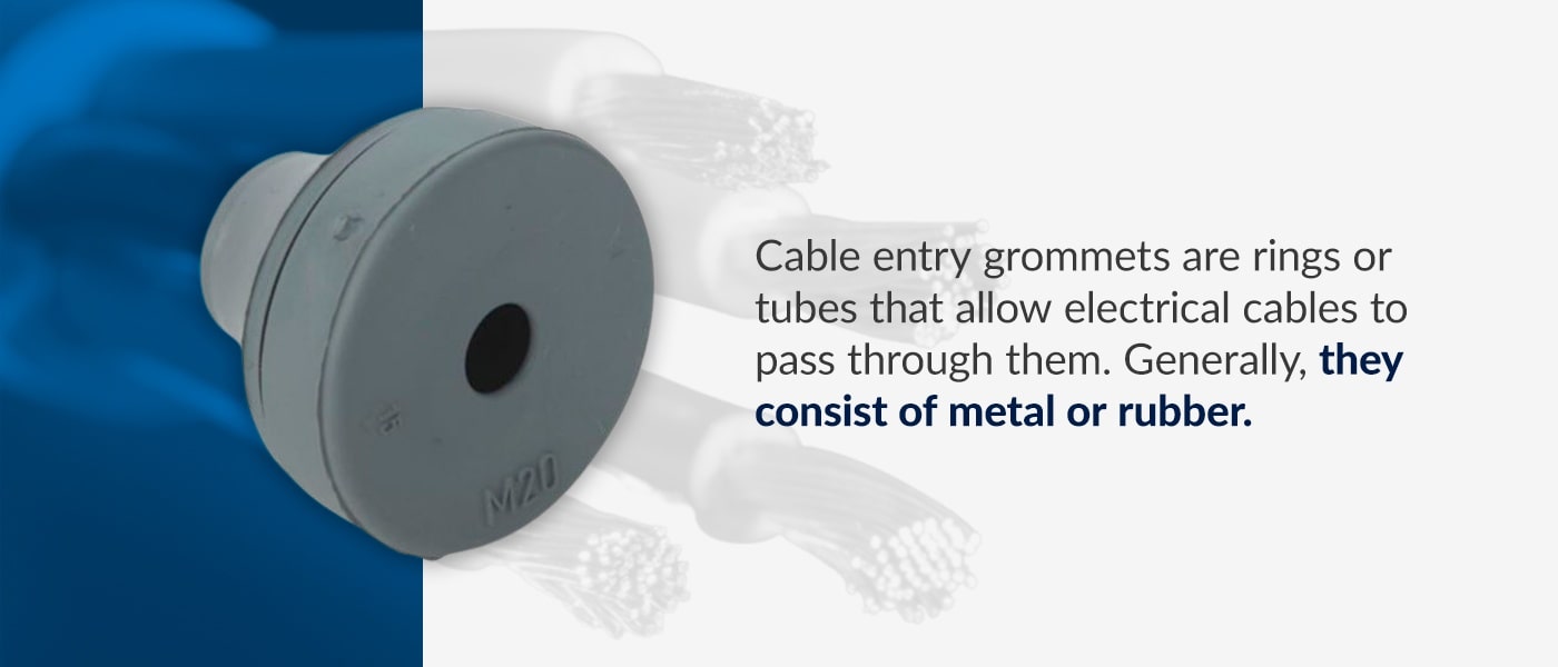 cable entry groomets are rings or tubes that allow electrical cables to pass through them