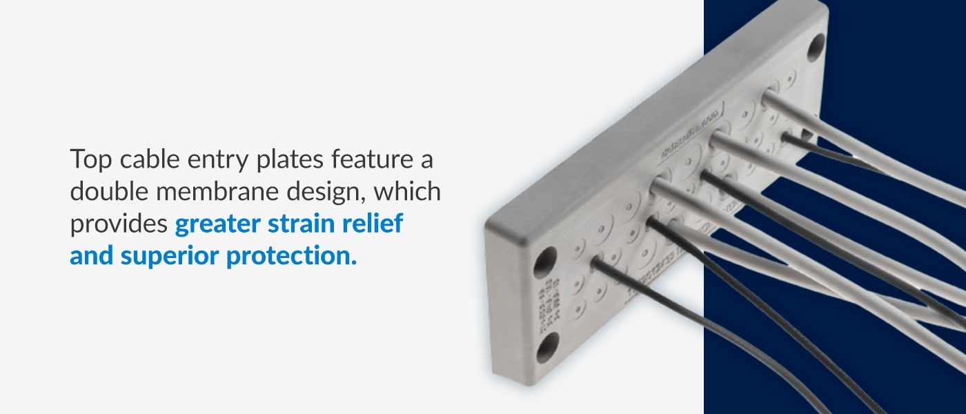 top cable entry plates provide greater strain relief and superior protection