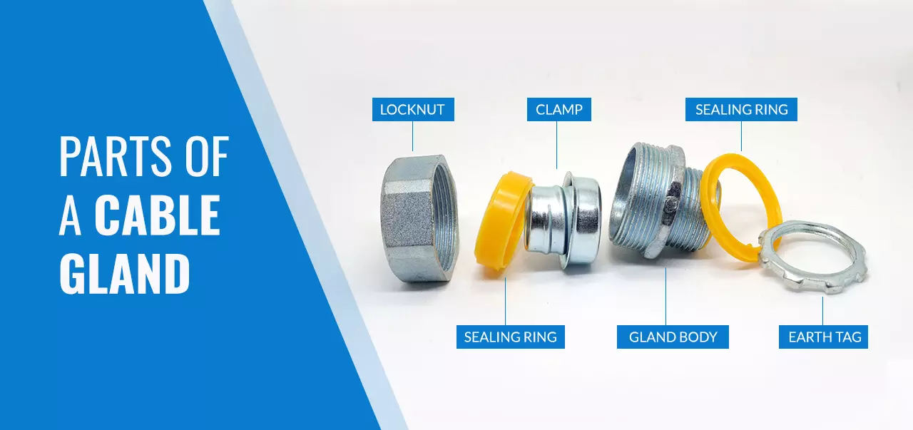Parts of a cable gland.