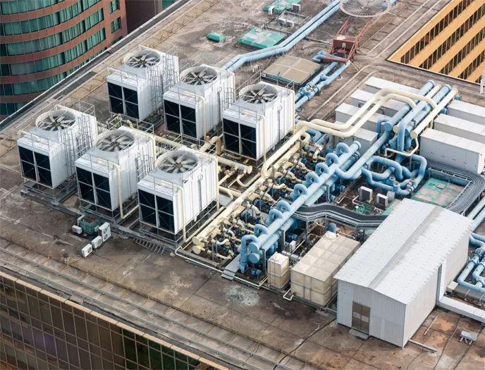 HVAC system on top of a building