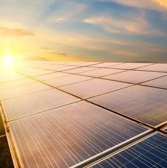 solar panels on a sunny morning